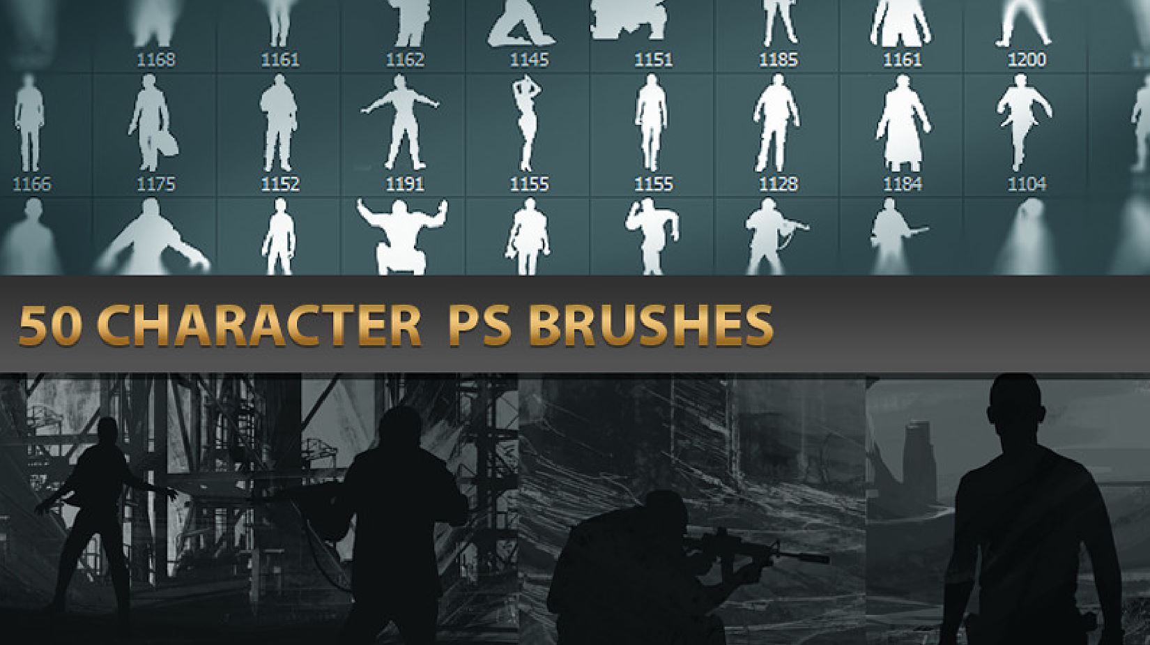 50種類もの人物シルエットを収録 コンセプトアート向けのphotoshopブラシ Character Ps Brushes レンダリングヤッホーイ